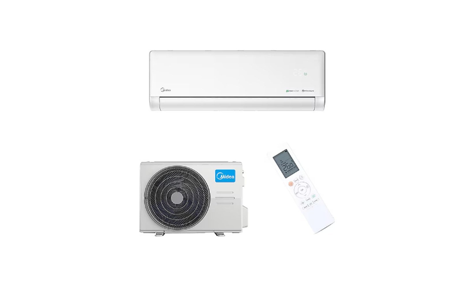 Midea split klima iç ünite, dış ünite ve kumanda